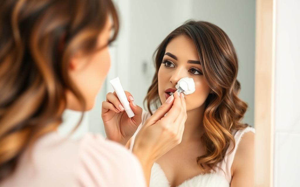 Cleansing lash extensions with foam and a soft brush