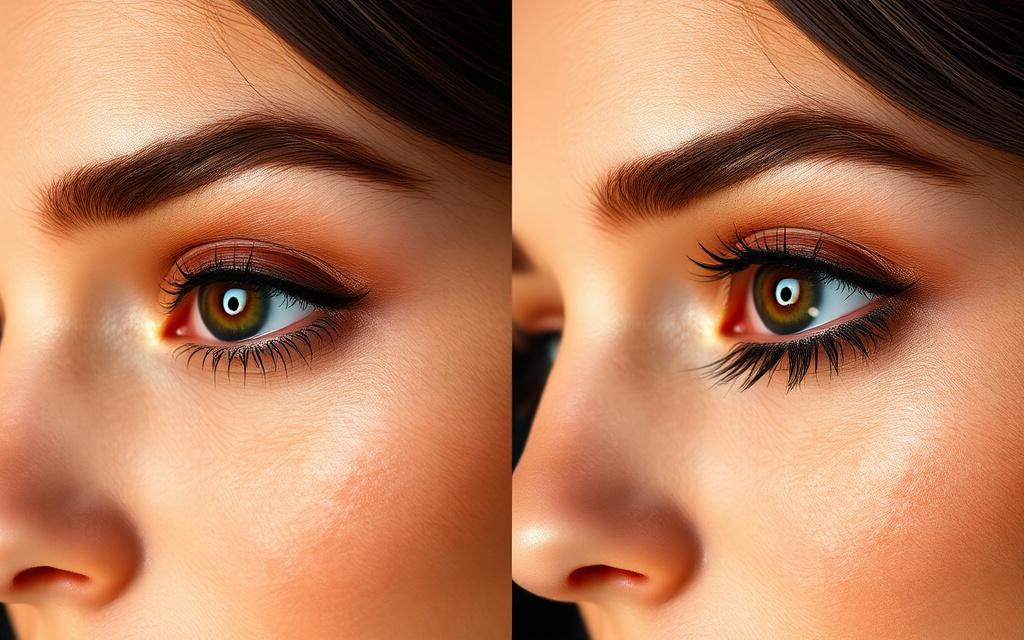 Comparison of lifted natural lashes and volume extensions