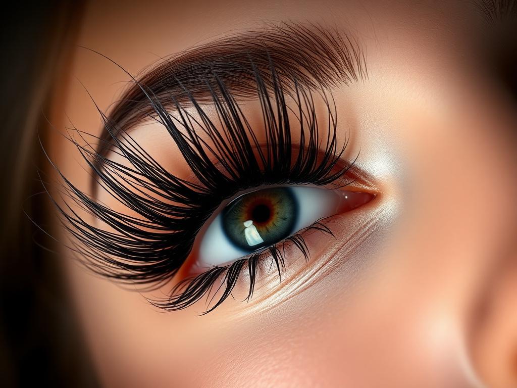 Dense Russian volume lash fans on a client